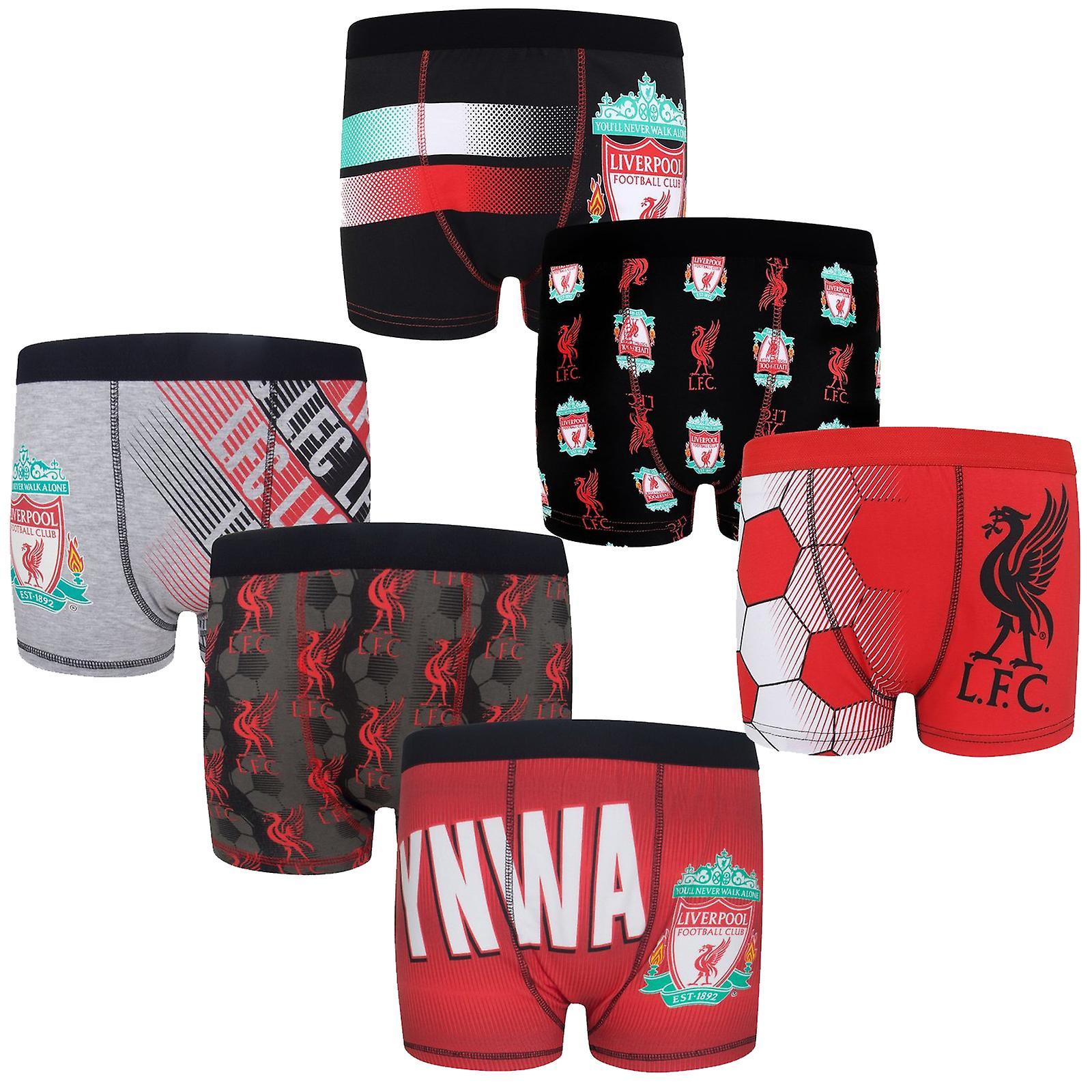 Liverpool FC Boys Boxer Shorts 3 Pack Crest Kids OFFICIAL Football Gift Multi 3-4 Years