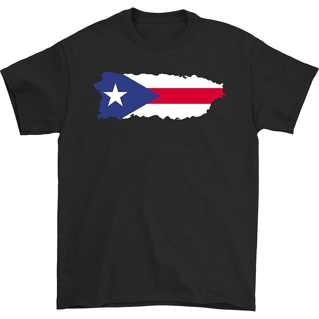 HISHARK Puerto rican flag map t-shirt black XXL