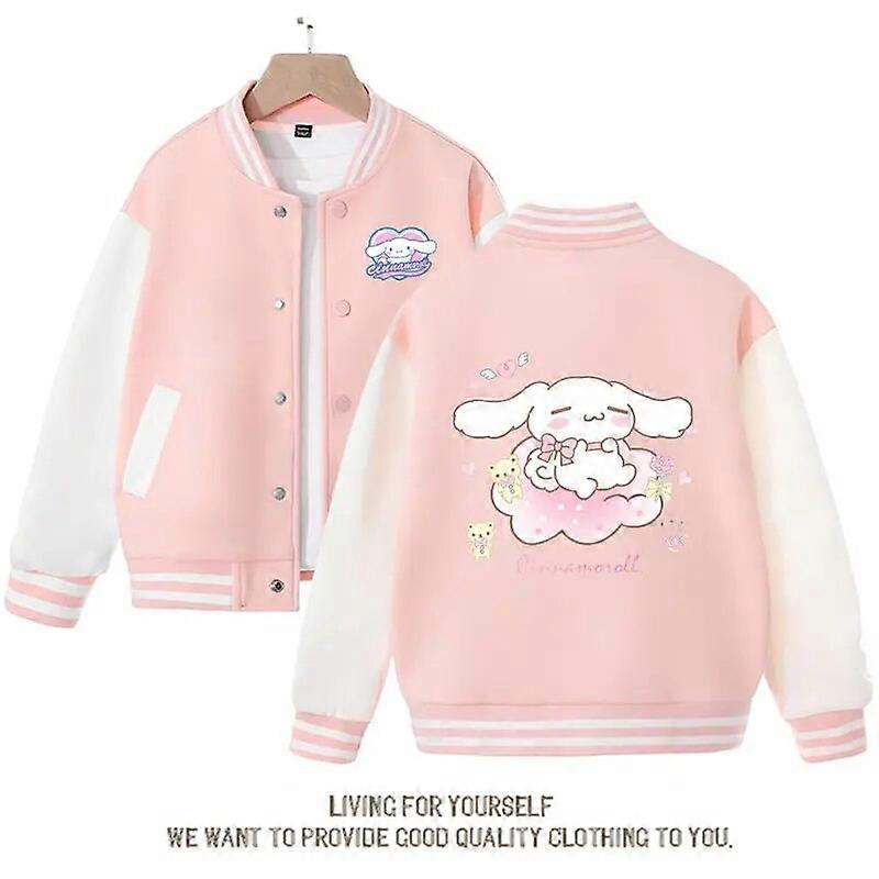 Hcankcan Kawaii Sanrio Cinnamoroll Baseball Uniform Anime Cartoon Children's Coat Spring Autumn New Loose Sports Streetwear Girl Gift 6 110