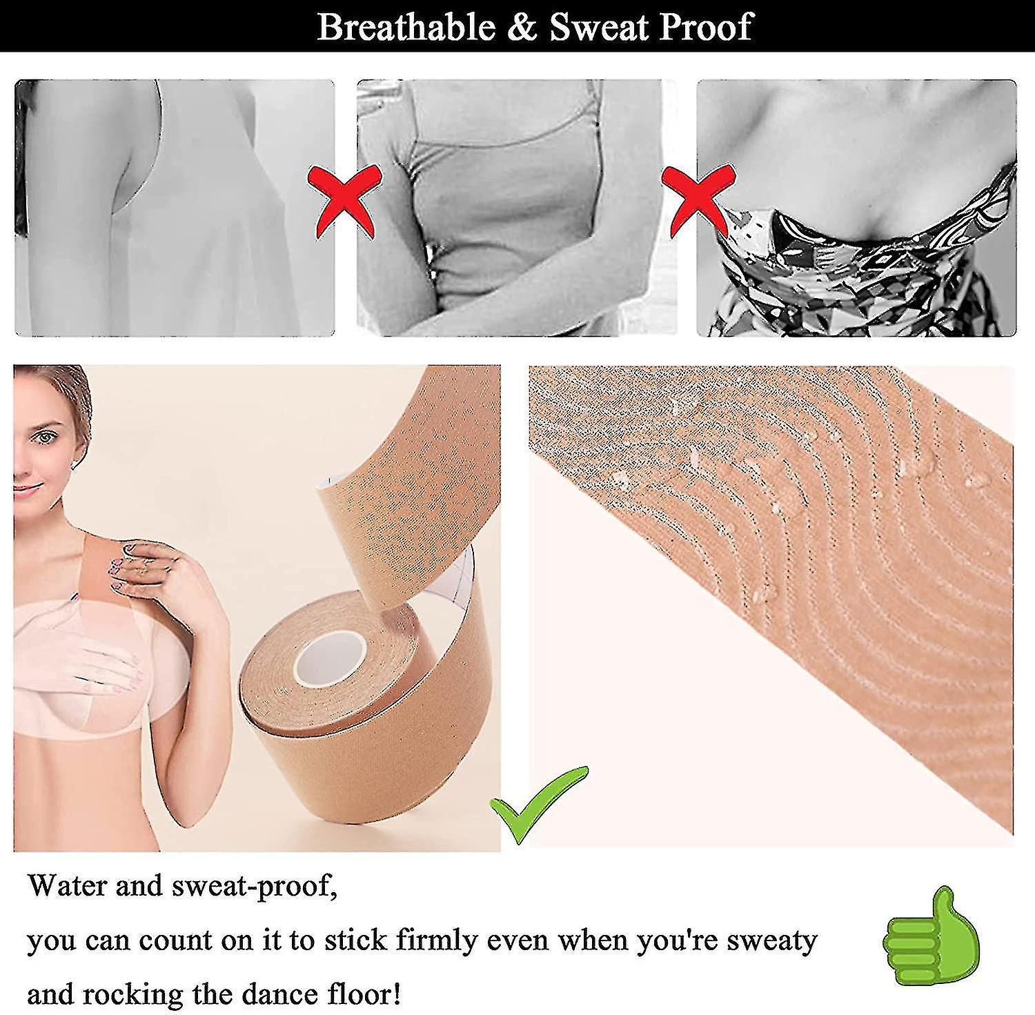 Pilk 2 Pcs Tape Breast Tape Skin Color, Breathable Breast Lift Tape, Push Up Tape