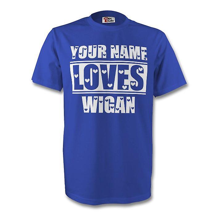 Gildan Your Name Loves Wigan T-shirt (blue) Womens XXL (Size 18 - 40 inch Chest)