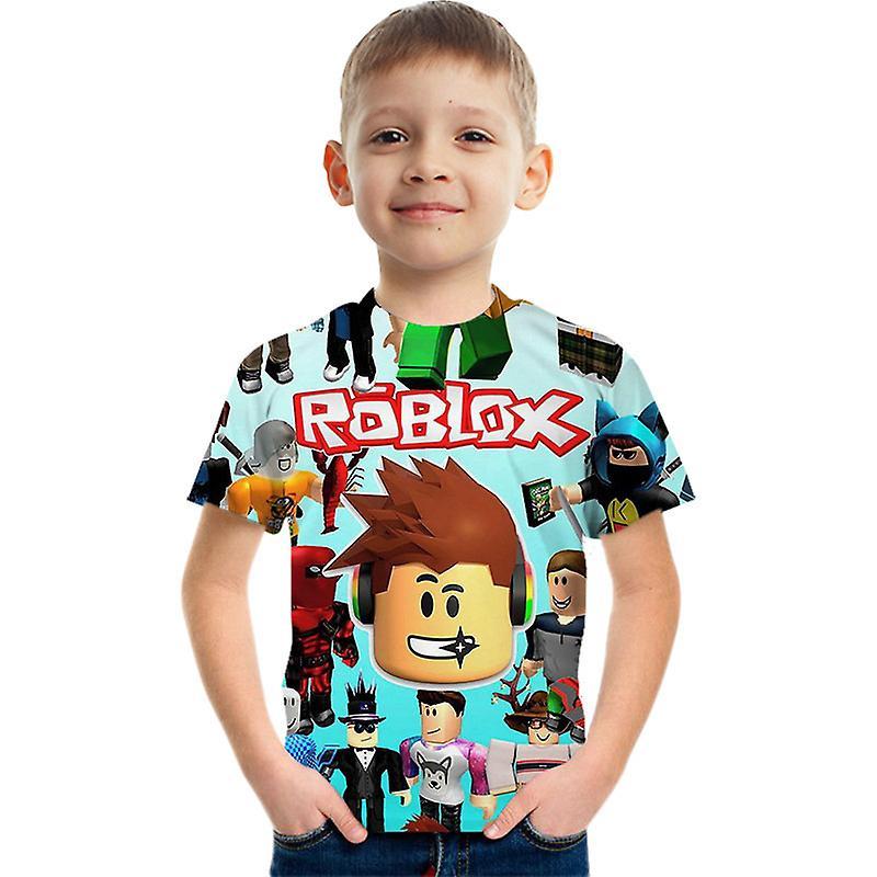 Darmowade 5-9 Years Kids Short Sleeve Roblox Printed T-shirt Tops A 140CM