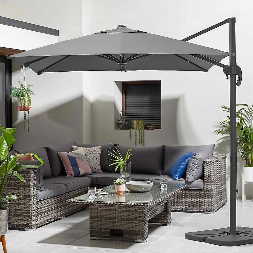 Living And Home 2.5M Cantilever Garden Parasol Umbrella Crank Grey