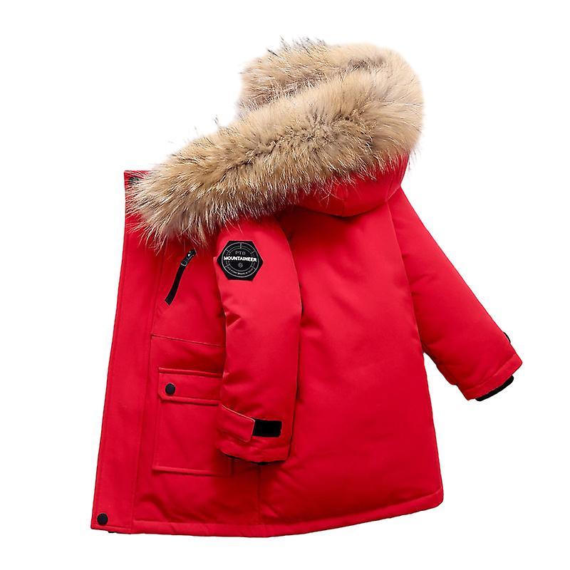 Waidfu Boys Winter Jacket Kids Hooded Down Coats Warm Parka RED 130cm