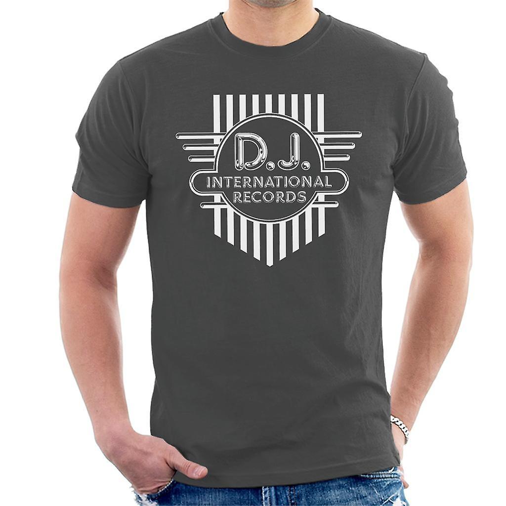 DJ International Records Cross Logo Men's T-Shirt Charcoal Medium