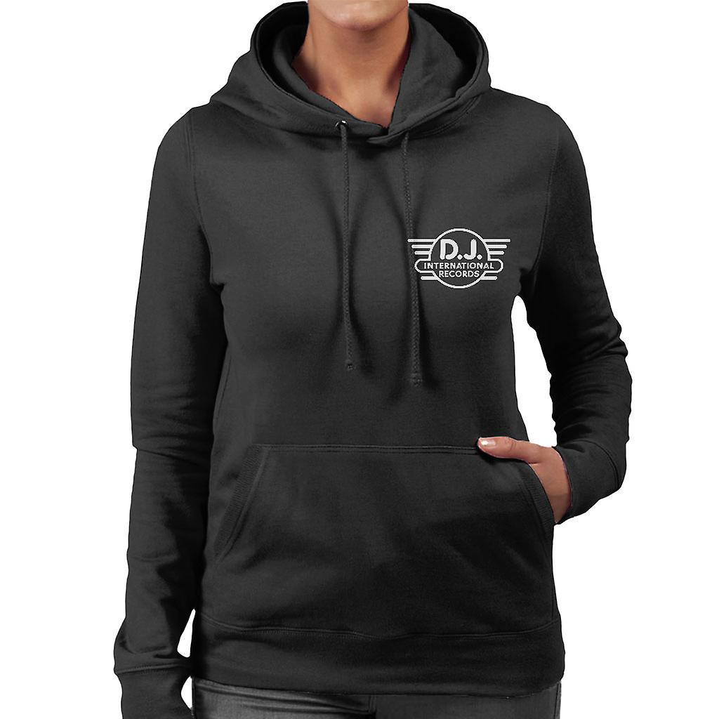 DJ International Records Classic Logo Women's Hooded Sweatshirt Black Large