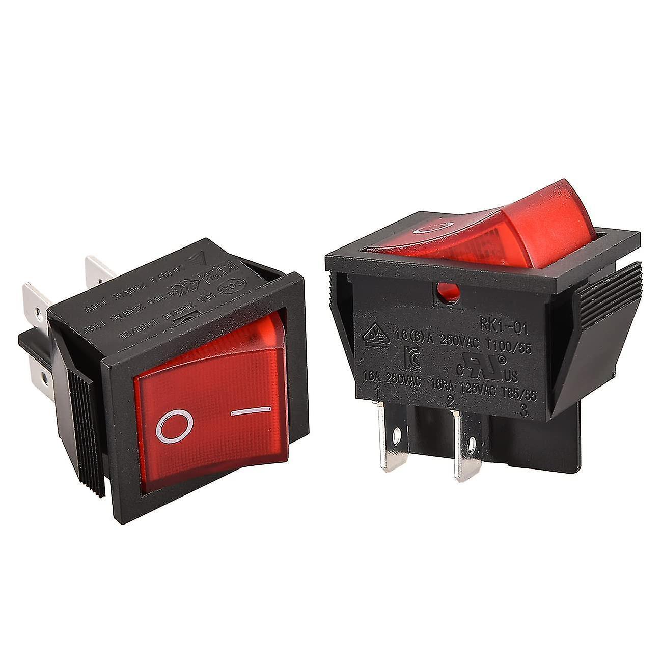 2pcs Rocker Switch On-off Kcd4 Terminals Red Light 16a 250vac -ACGIV