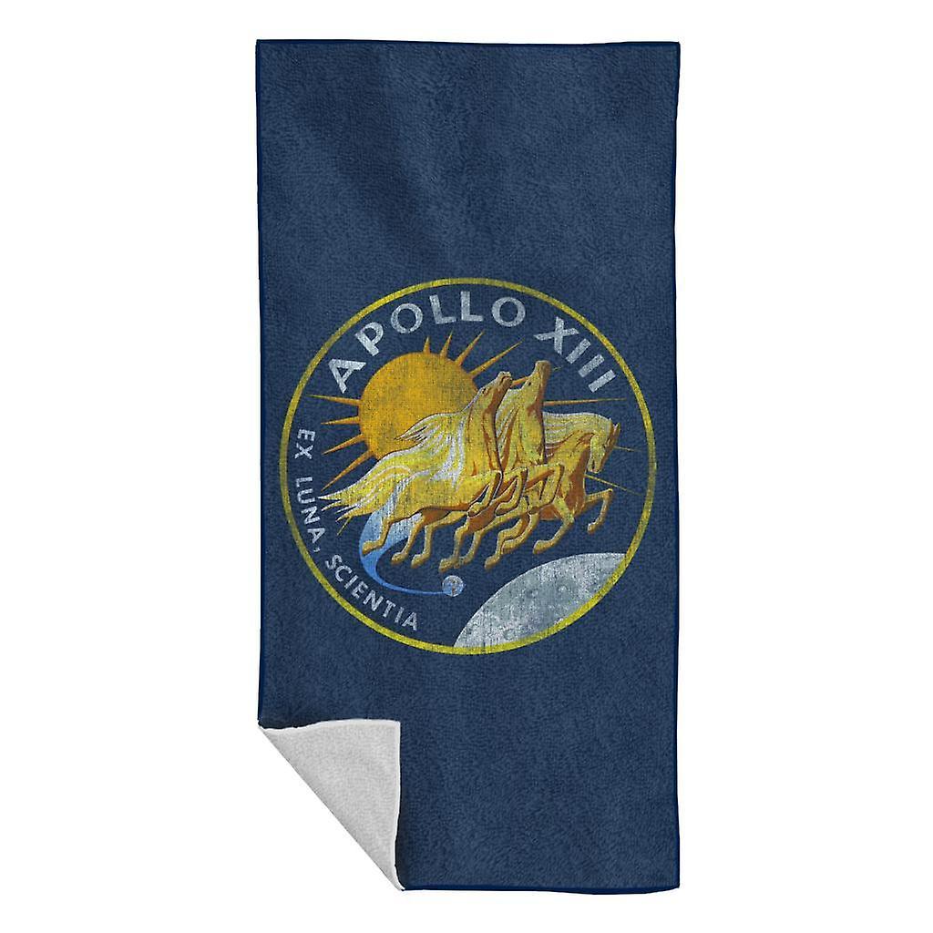 NASA Apollo 13 Mission Badge Distressed Beach Towel Navy Blue 70 x 140cm