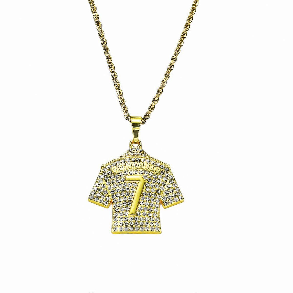 Shanxi Shuishuidiansan Trading Jersey Necklace for Men, Hip Hop Ronaldo No. 7 Jersey Necklace Number 7 Soccer Jersey Pendant Necklace Mens