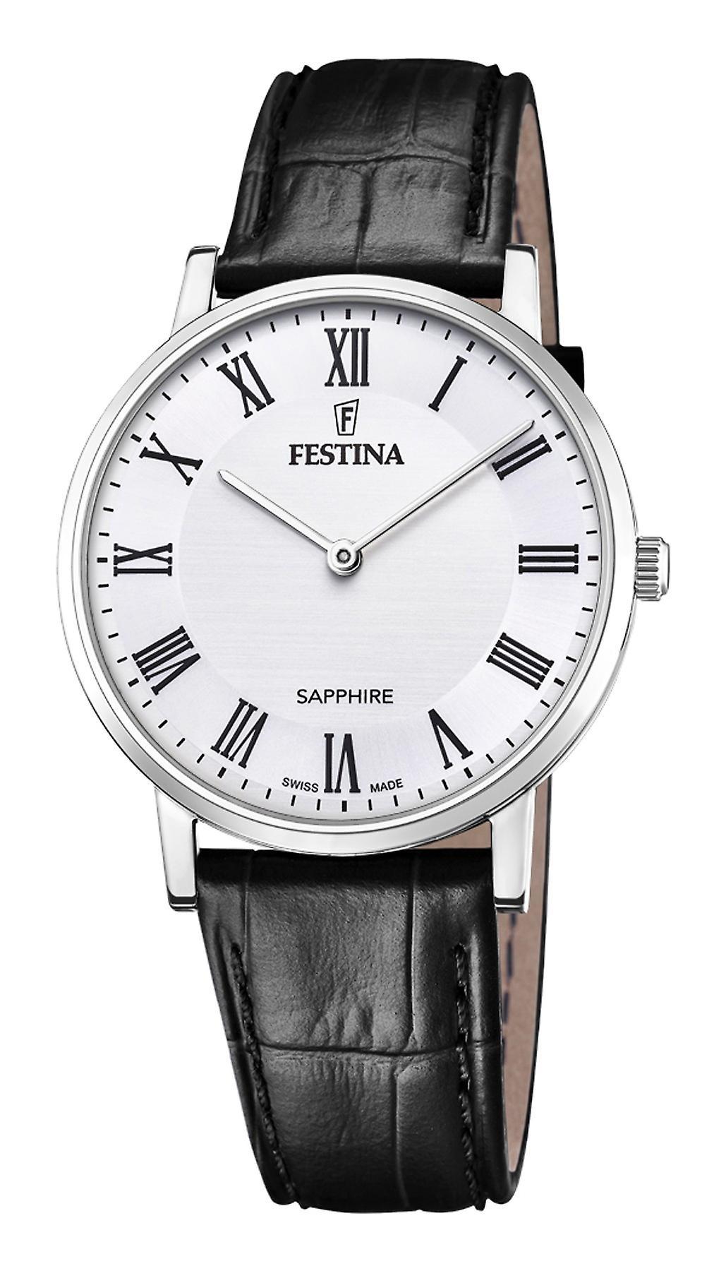 Festina swiss made watch for Analog Quartz Men with Cowhide Bracelet F20012/1