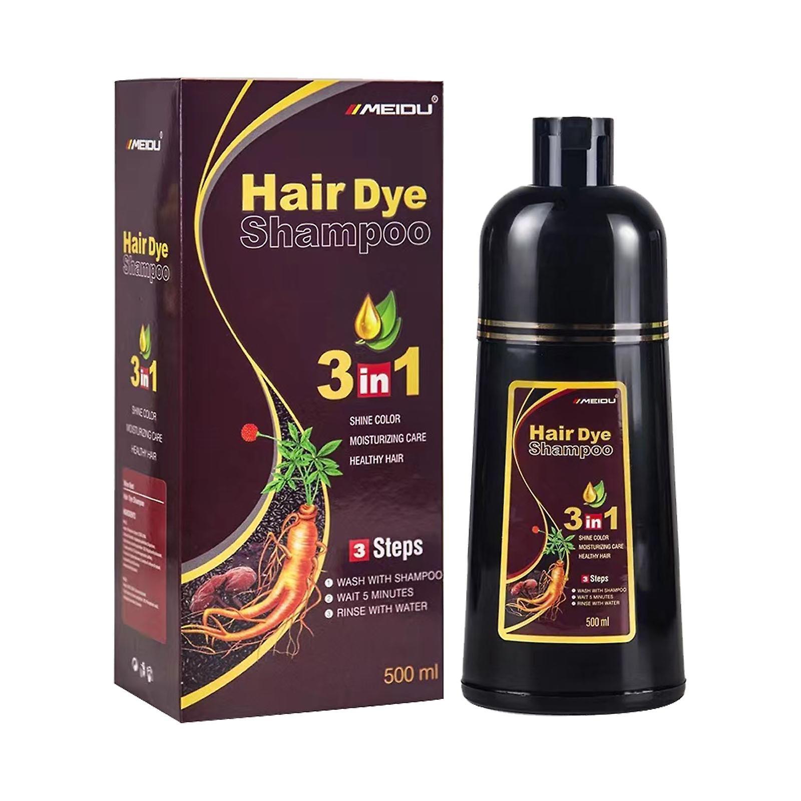 Hefansi Black Hair Shampoo, Hair Dye Shampoo For Men And Women - Easy To Use - Quick And Easy Chestnut brown 500ml