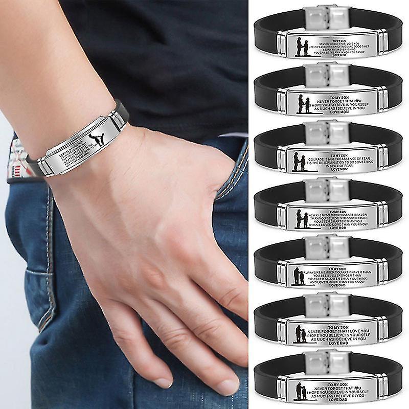 To My Son/daughter Bracelets Engraved Inspirational Message Cuff Wriand Birthday Graduation Xmas @bugu E