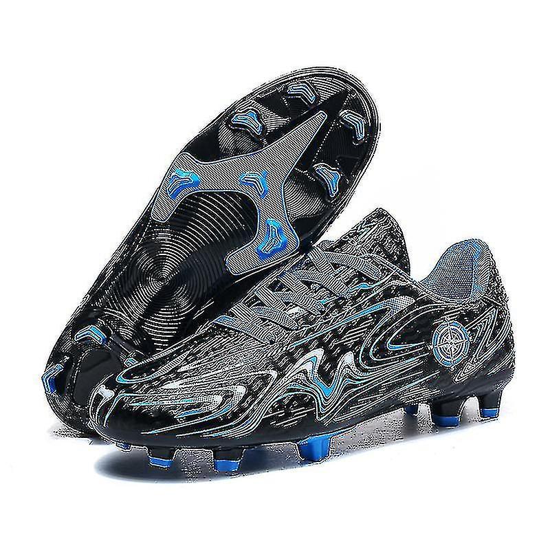 Zhenv Kid's Football Shoes Boys Girls Soccer Shoes Non-slip Football Boots Cleats Grass Long Spikes Soccer Sneakers BlackBlue 36