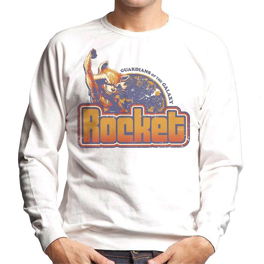 Marvel Guardians Of The Galaxy Retro Rocket Raccoon Men's Sweatshirt White Small