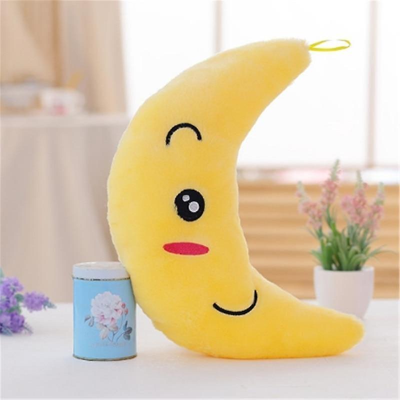 Slowmoose 34cm Soft Stuffed And Plush Glowing-led Light Pillows For Decor moon yellow