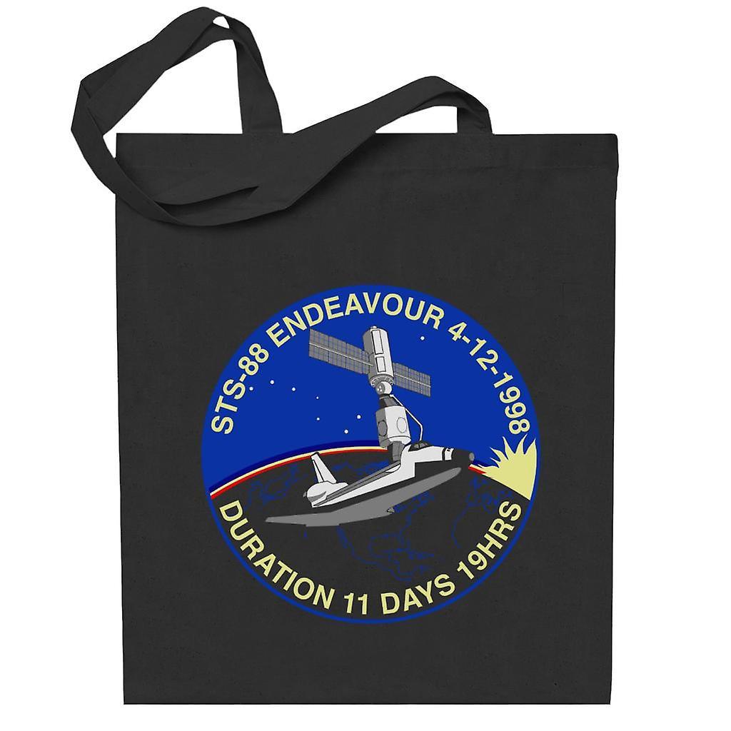 NASA STS 88 Endeavour Badge Totebag Black 38 x 42 cm