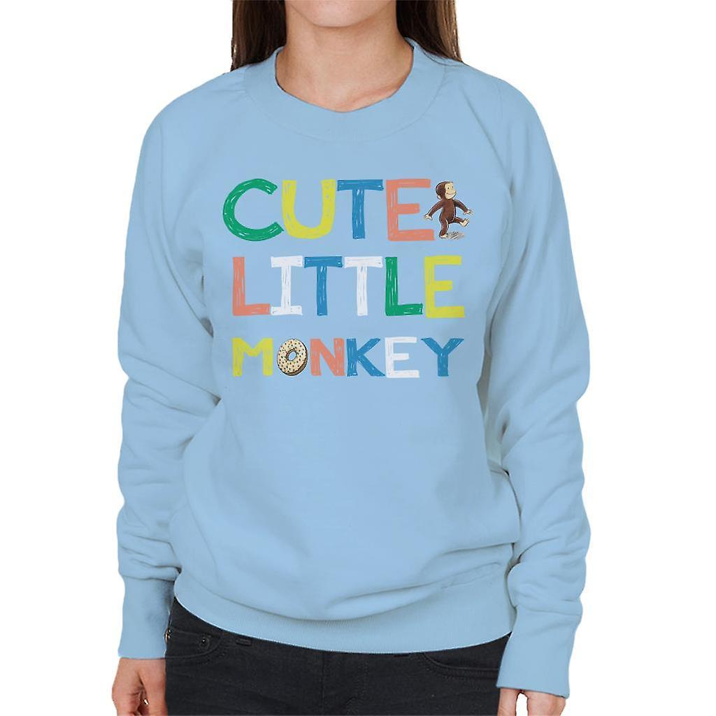 Curious George Cute Little Monkey Women's Sweatshirt Sky Blue Medium