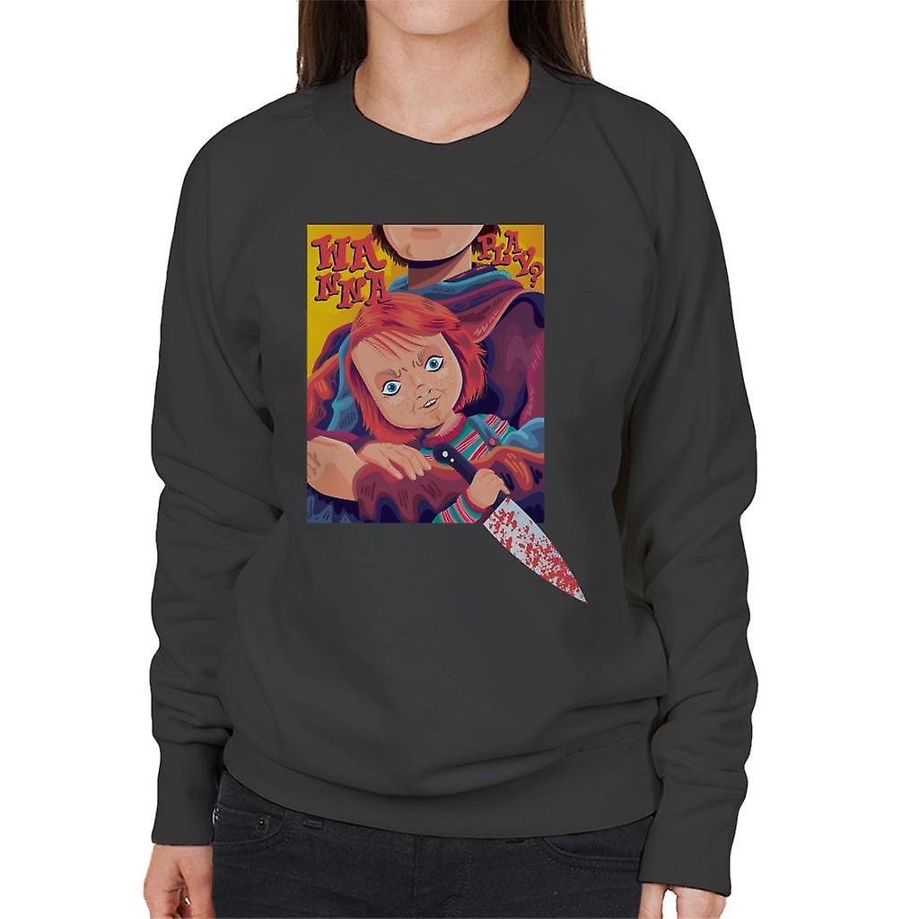 Chucky Wanna Play Knife Women's Sweatshirt Charcoal Medium