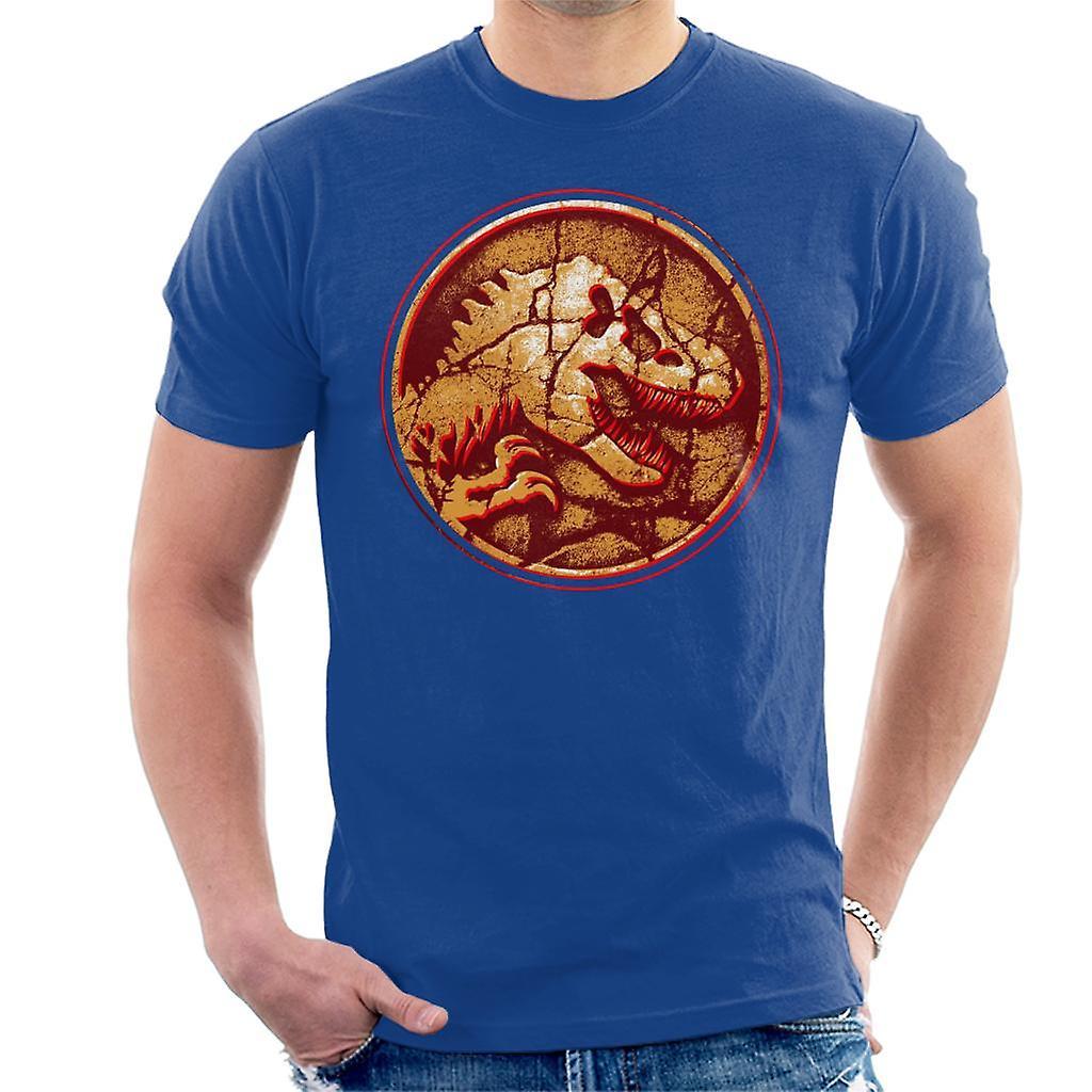 Jurassic Park Fossilised T Rex Icon Men's T-Shirt Royal Blue Large