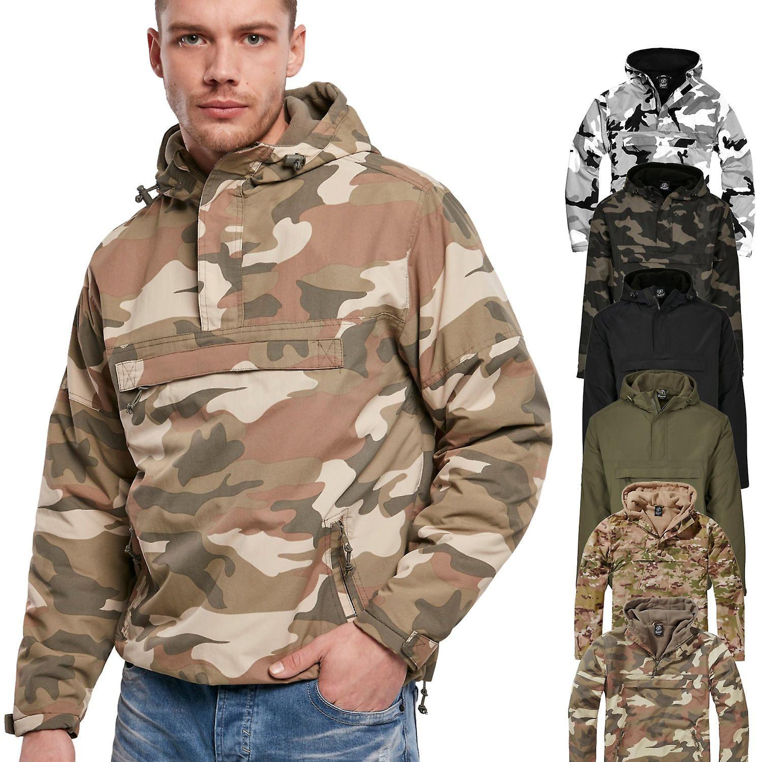 Brandit WINDBREAKER Pull-Over Army Windbreaker, Lined Olive Camo L