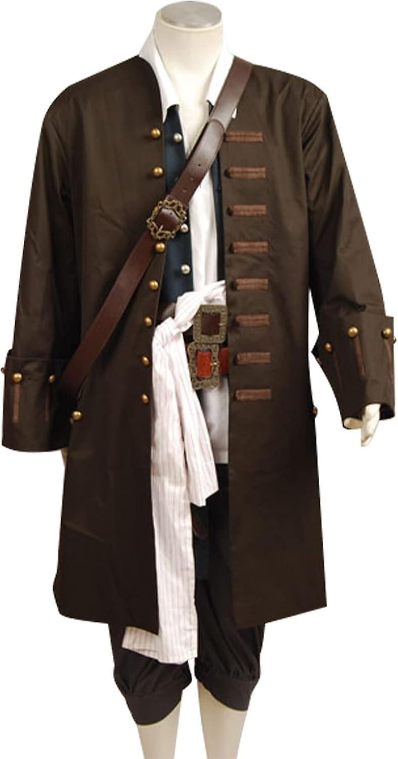 Maromalife Men's Medieval Pirate Jacket Steampunk Coat Captain Adult Halloween Cosplay Costume Full Set Large