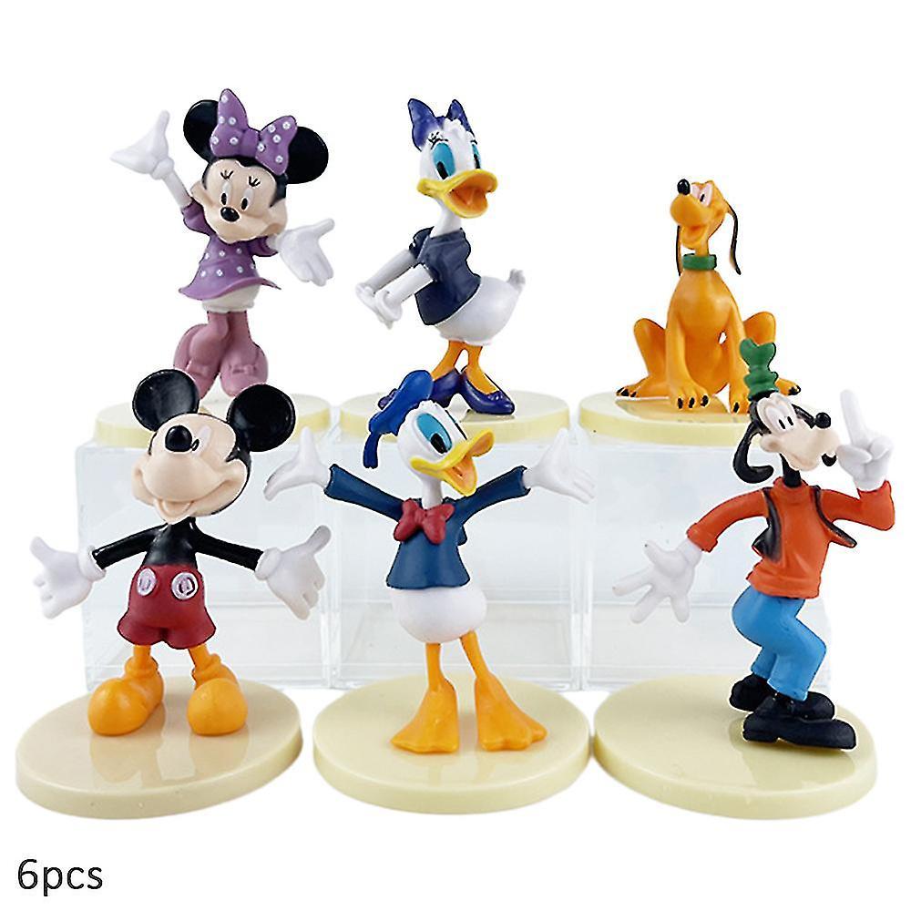 Aswei 6 Pcs Minnie Mickey Figures Toys Set Collectible Models Kids Birthday Cake Cupcake Toppers Decoration Ornaments Party Supplies