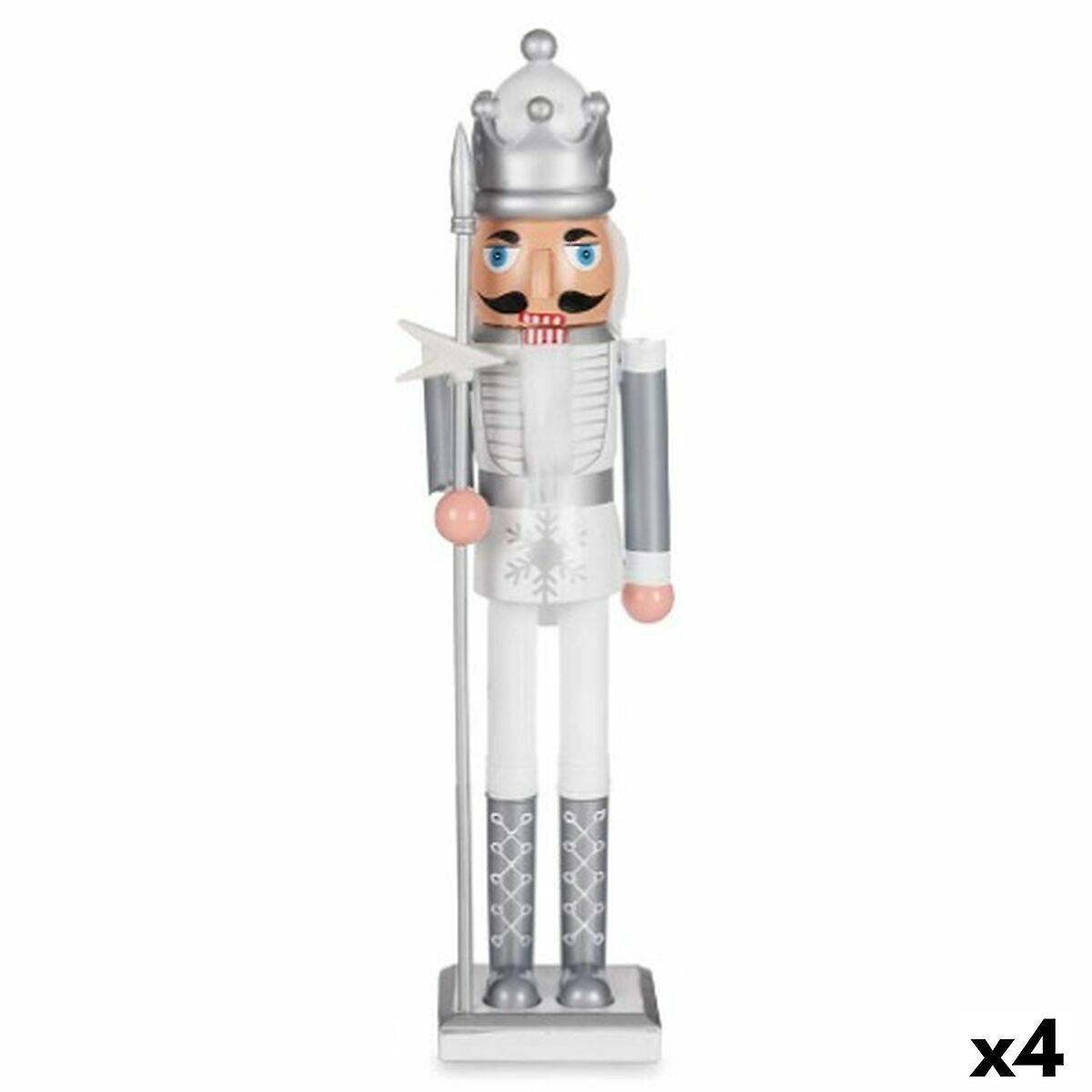 Krist+ Decorative Figure Nutcracker White Silver Plastic 13,2 x 59,5 x 11,5 cm (4 Units)