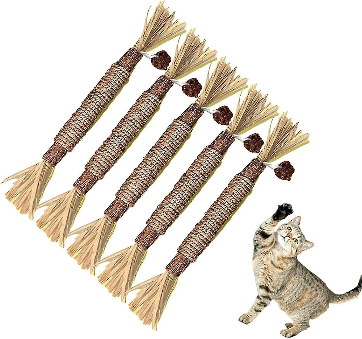 Elewelt 5 PCS Cat Chew Sticks, Silvervine Sticks, Cat Dental Toy, Teeth Molar Chew Toys for Cat, Cleaning, Interactive Toy for Cats Dental Care L-5pcs