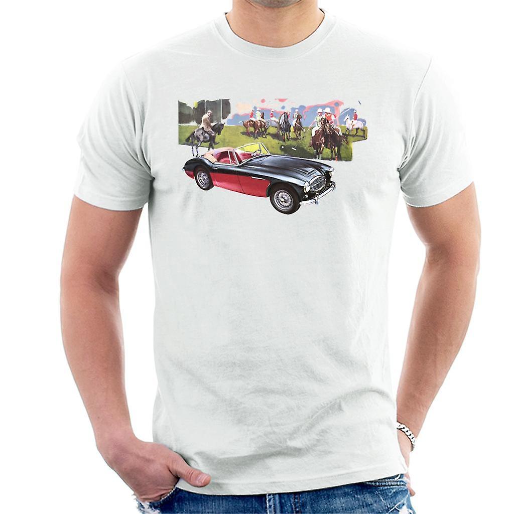 Austin Healey Background Of Sport Horses British Motor Heritage Men's T-Shirt White XX-Large