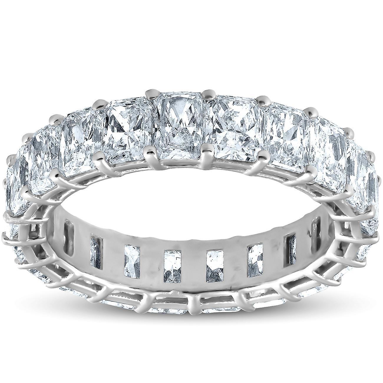 Pompeii3 5Ct Radiant Cut Diamond 14k White Gold Eternity Wedding Ring Lab Grown 7.5