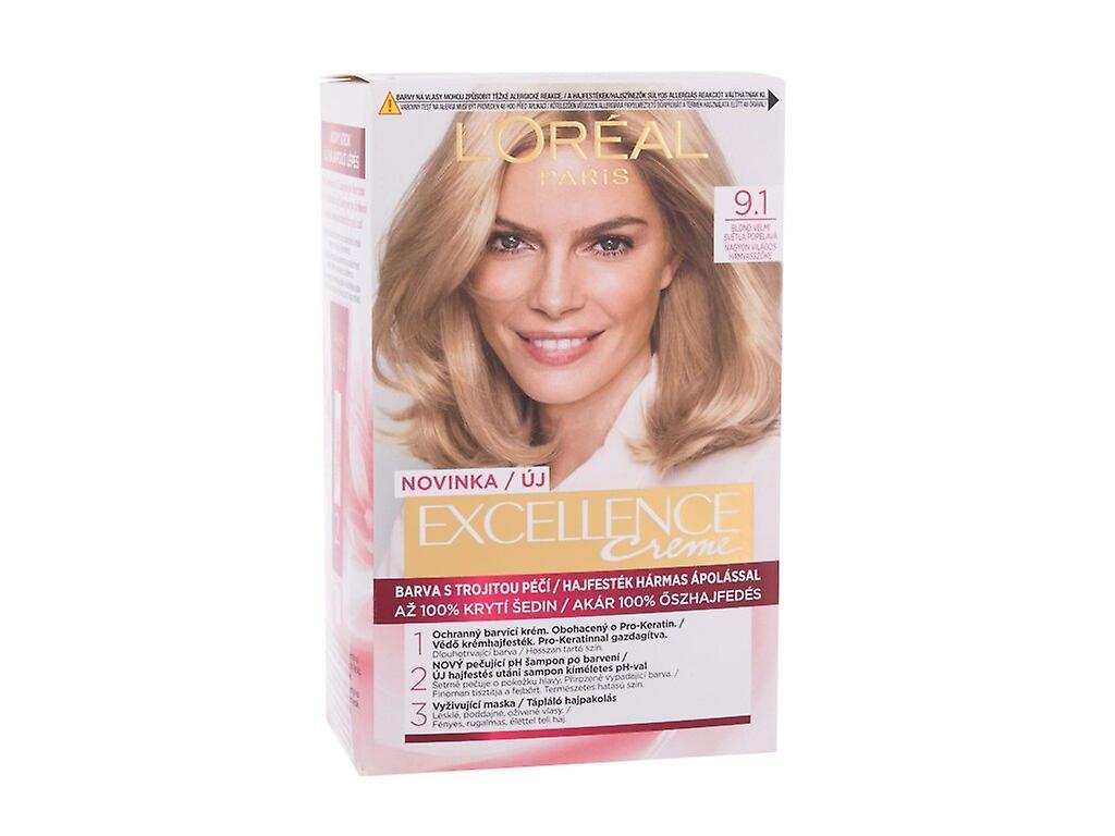 L'Oréal Paris - Excellence Creme Triple Protection 9,1 Natural Light Ash Blonde - For Women, 48 ml