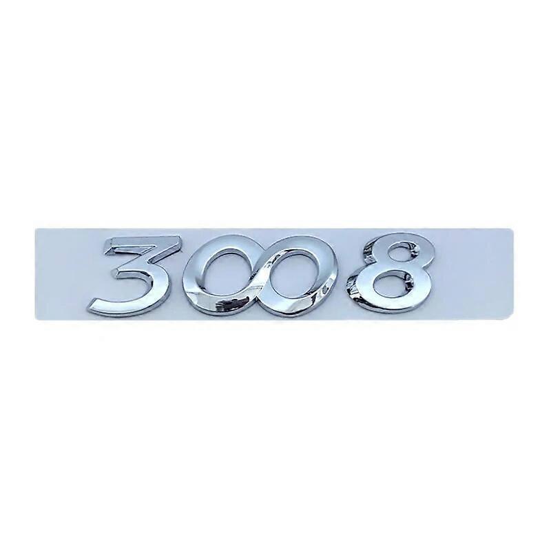 Hikig 3d ABS Chrome Black Car Trunk Badge Decal For Peugeot 2008 3008 4008 5008 Logo Emblem Number Letters Sticker Accessories Chrome 3008