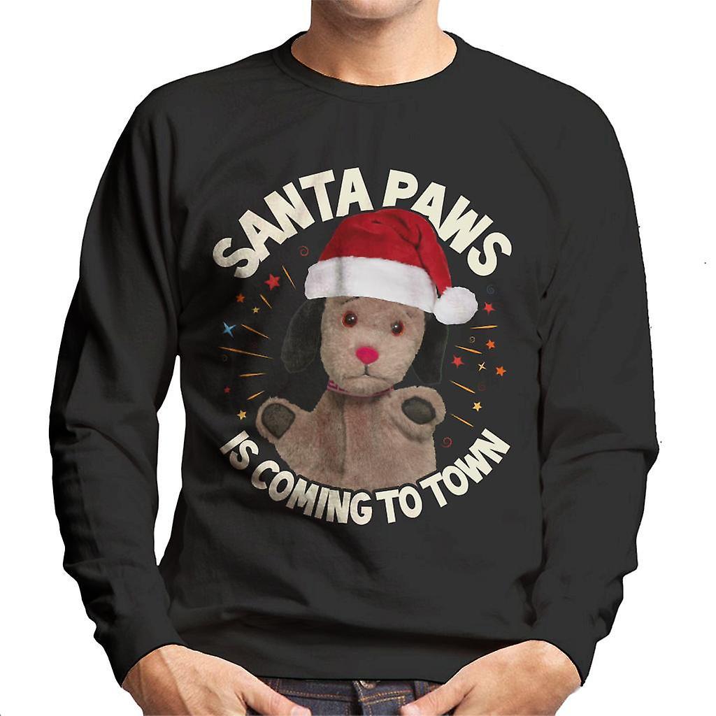 Sooty Christmas Sweep Santa Paws Is Coming To Town Men's Sweatshirt Black XX-Large