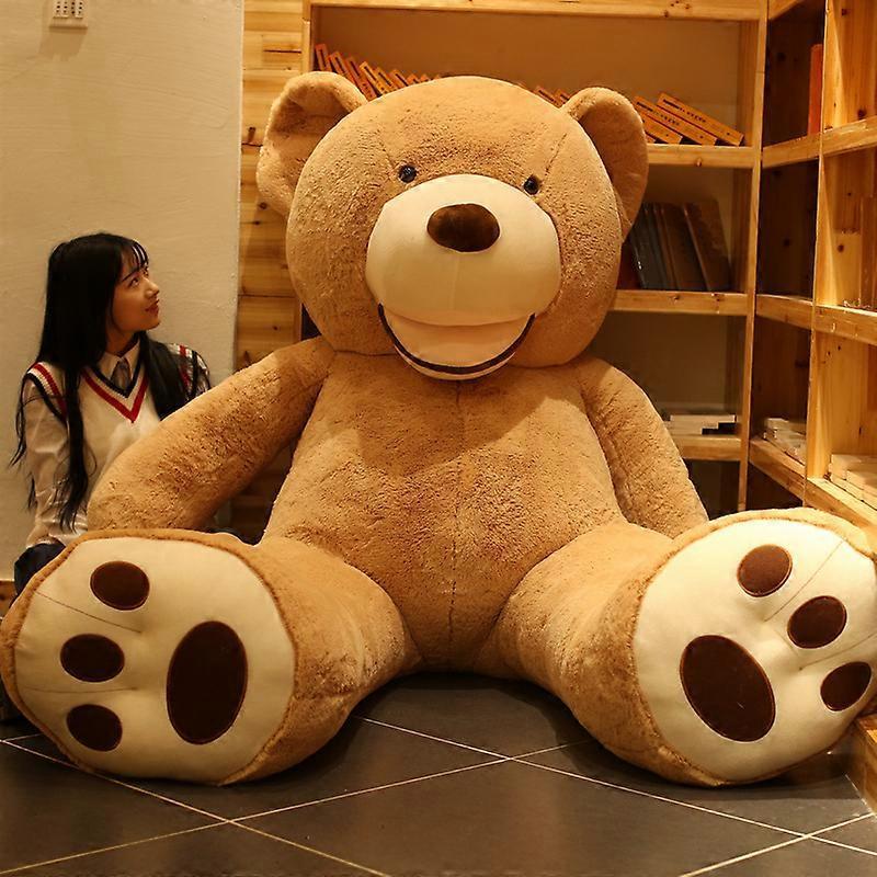 Fsu 100-340cm America Giant Teddy Bear Coat Plush Toys Soft Teddy Bear Skin Popular Birthday Valentine's Gifts For Girls Kid's Toy 200cm gray