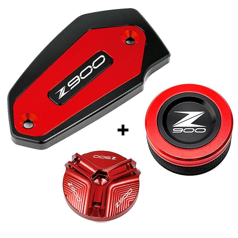 Roobeki For Kawasaki Z900 Z 900 ABS 2017-2022 2021 2020 Motorcycle Accessories Front Rear Brake Fluid Reservoir Cap Cover Oil Filler Cap Red Combo