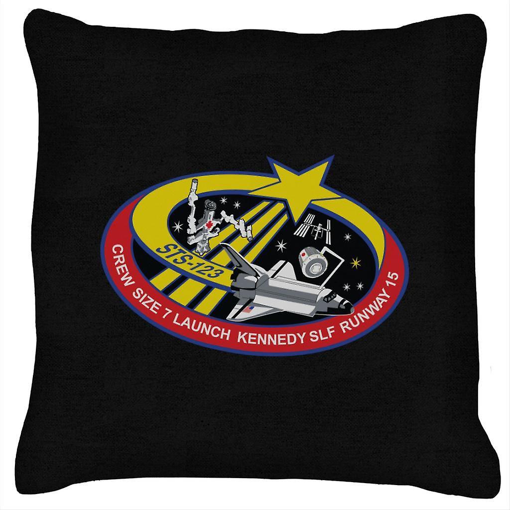 NASA STS 123 Space Shuttle Endeavour Mission Patch Cushion Black 40 x 40cm