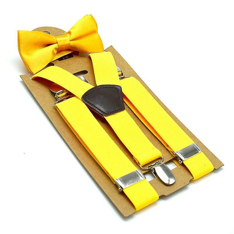 Slowmoose Baby Braces Suspenders Luxury Bow Tie Set Yellow 65x2.5cm / Rubber String