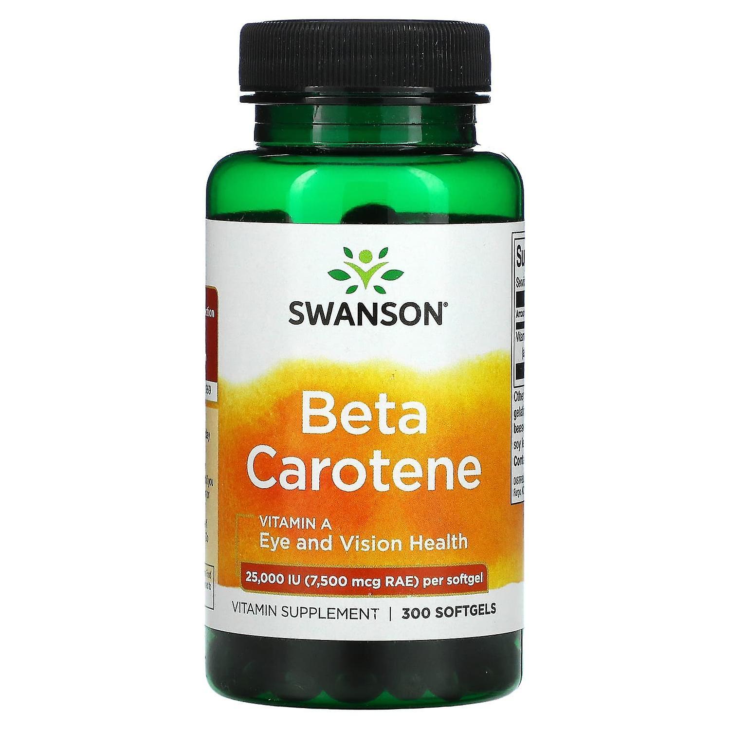 Swanson, Beta Carotene, 25,000 IU (7,500 mcg RAE), 300 Softgels