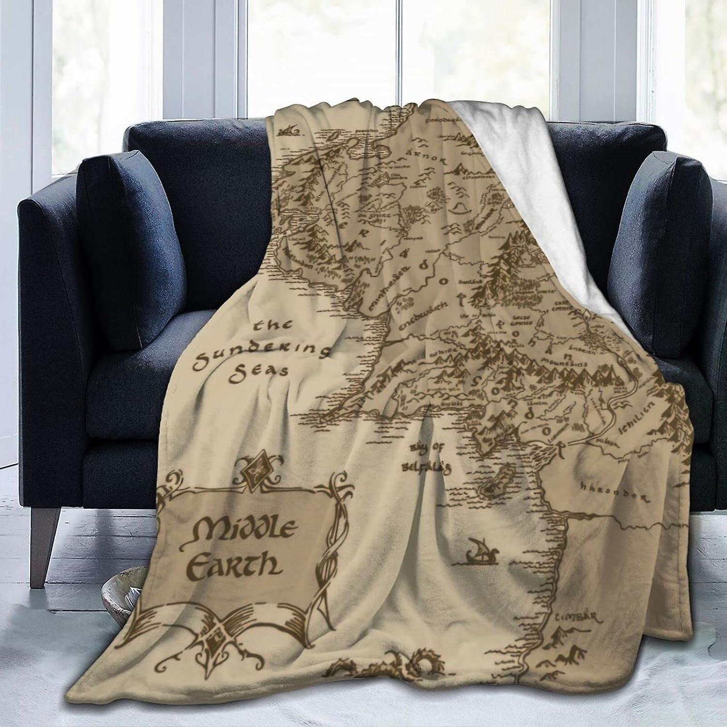 Kerota Middle Earth Map Flannel Blanket All Season Air Conditioner Super Soft Plush Fleece Throw Home Bed Sofa Travel 50x40in 125x100cm