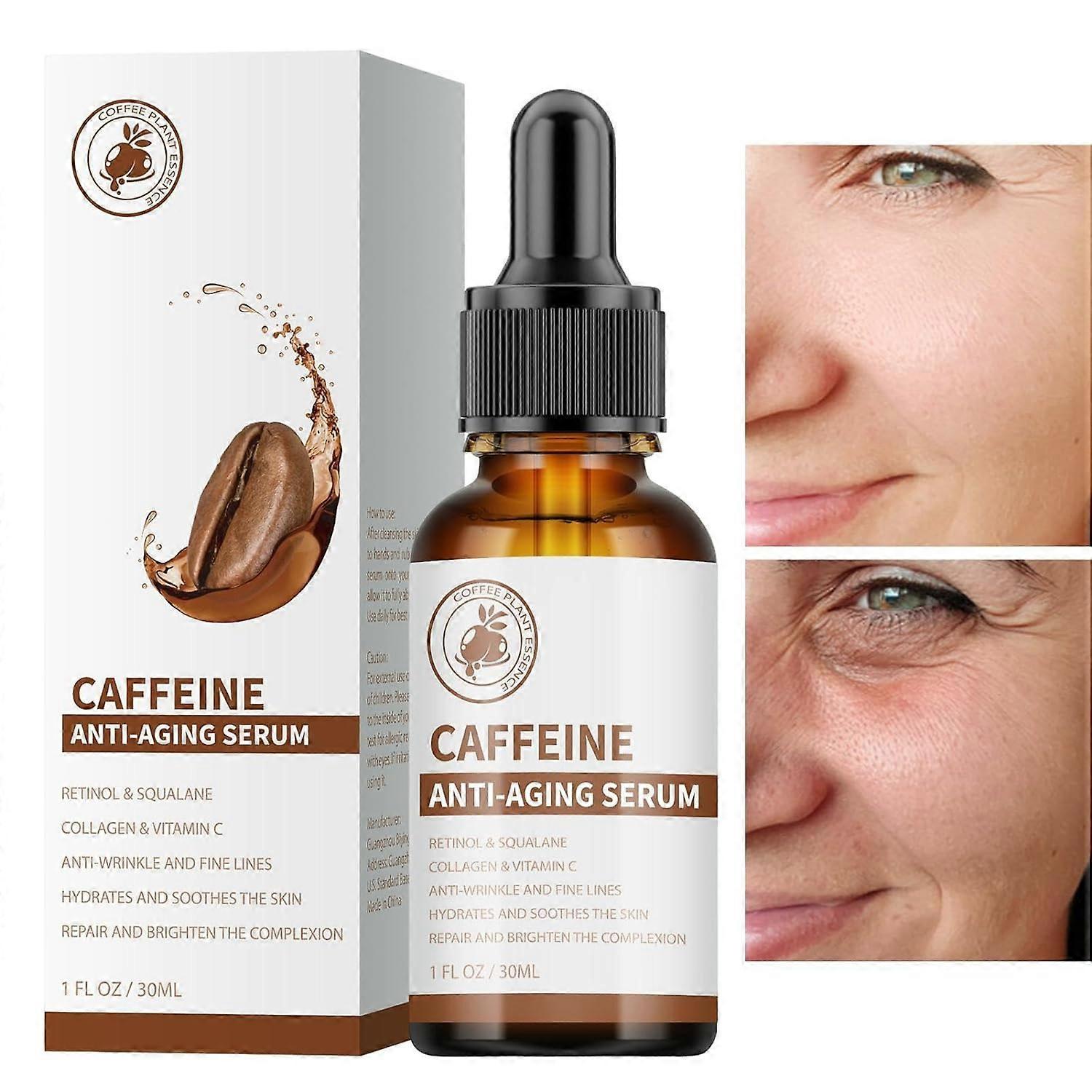 Unbrand Caffeine Anti-aging Serum, Caffeine Face Serum & Under Eye Serum, Anti-Aging Face Serum with Vitamin C, Firming Hydrating Face Serum Reduce...