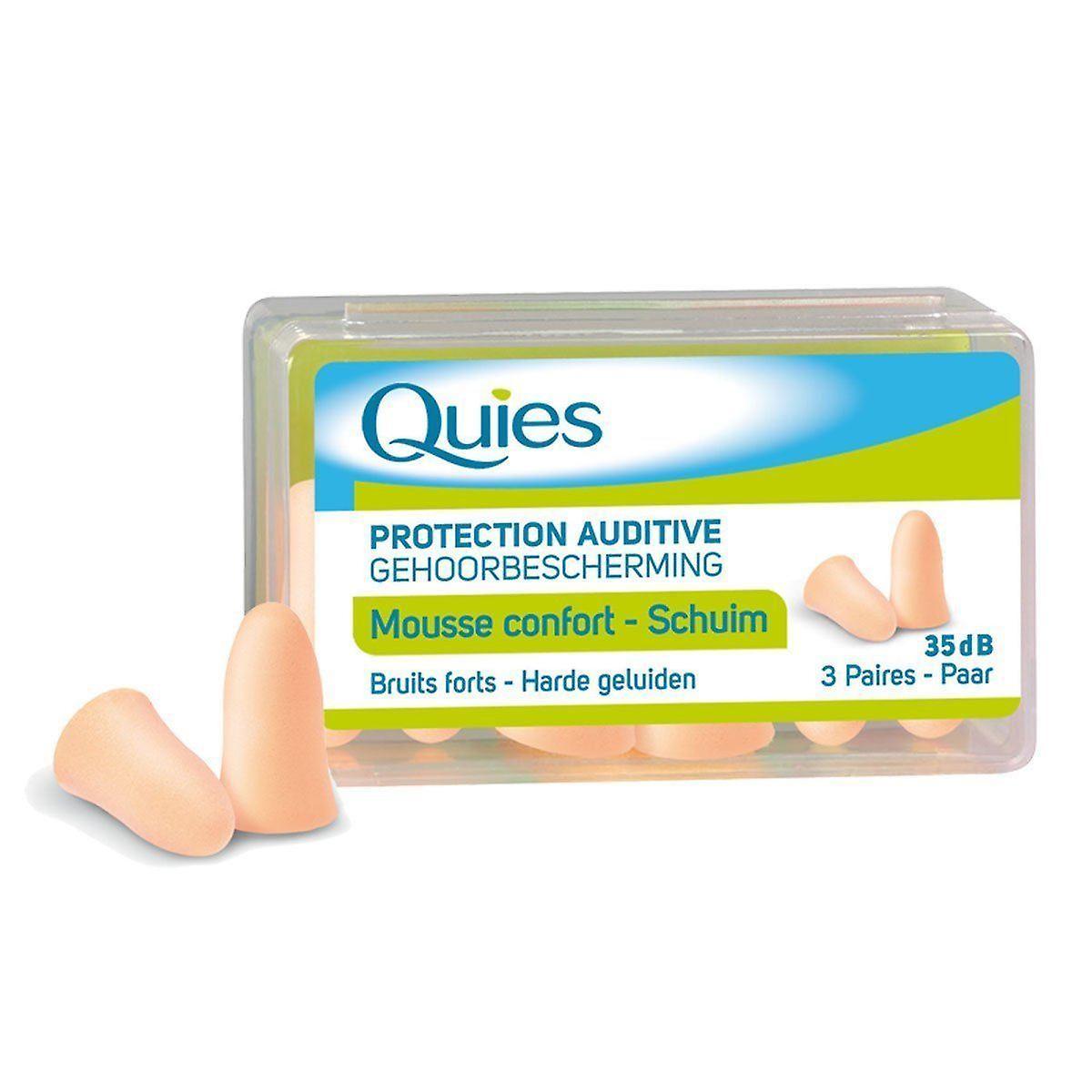 Quies Foam Comfort Anti-Noise Protection Ear Plugs 35dB (3 Pairs)(Neutral)