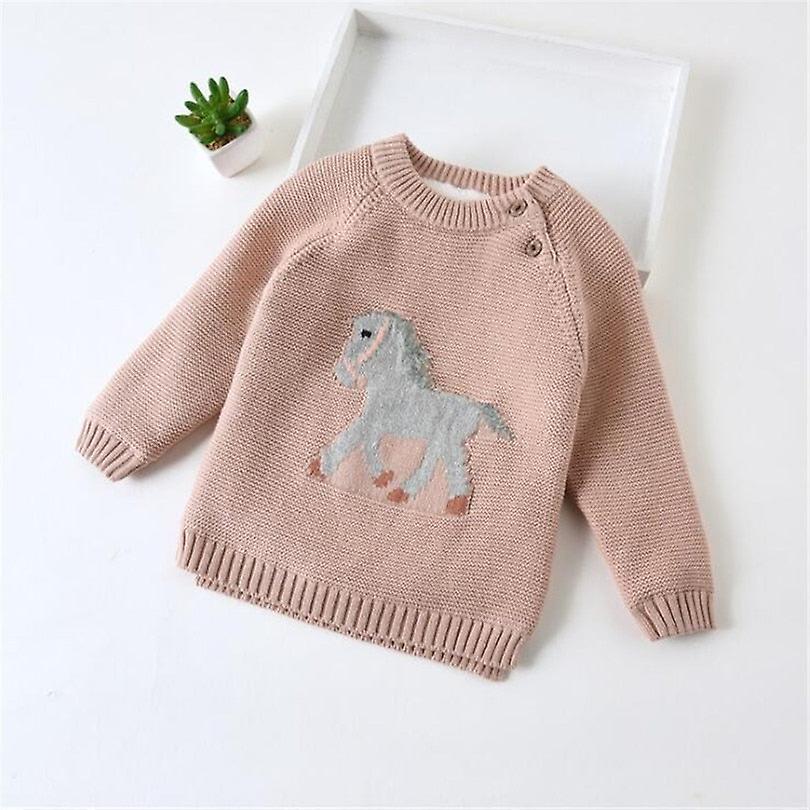 Slowmoose Thick Fleece Unicorn Kids Sweaters, Toddler Cardigan Knitted Baby Clothes Khaki 18M