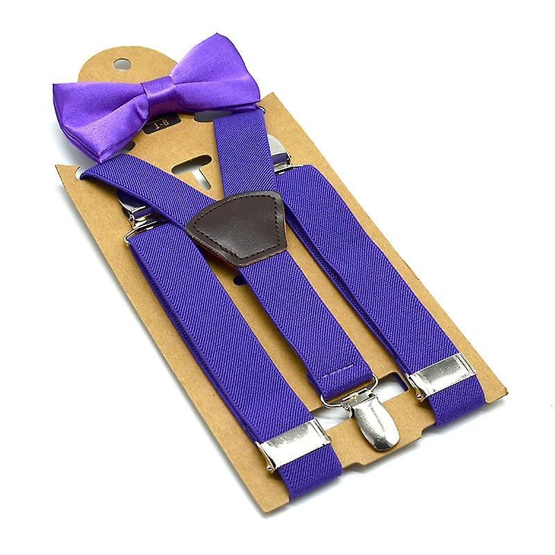 Slowmoose Baby Braces Suspenders Luxury Bow Tie Set Purple 65x2.5cm / Rubber String