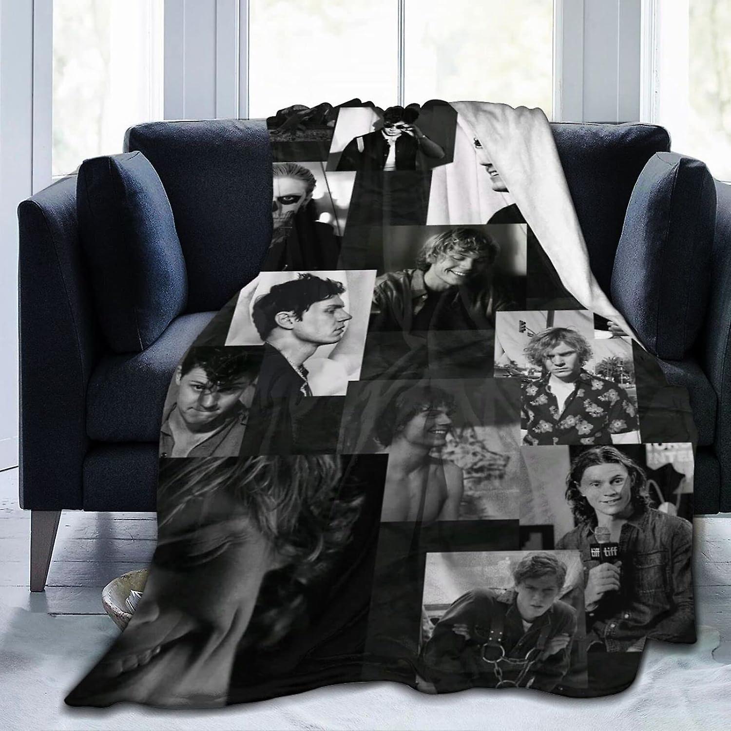 Kerota Evan Peters Collage Blanket, Warm, Lightweight & Cozy, Super Soft & Comfy Flannel Blanket, Fleece Blanket,Plush Blanket 50x40in 125x100cm