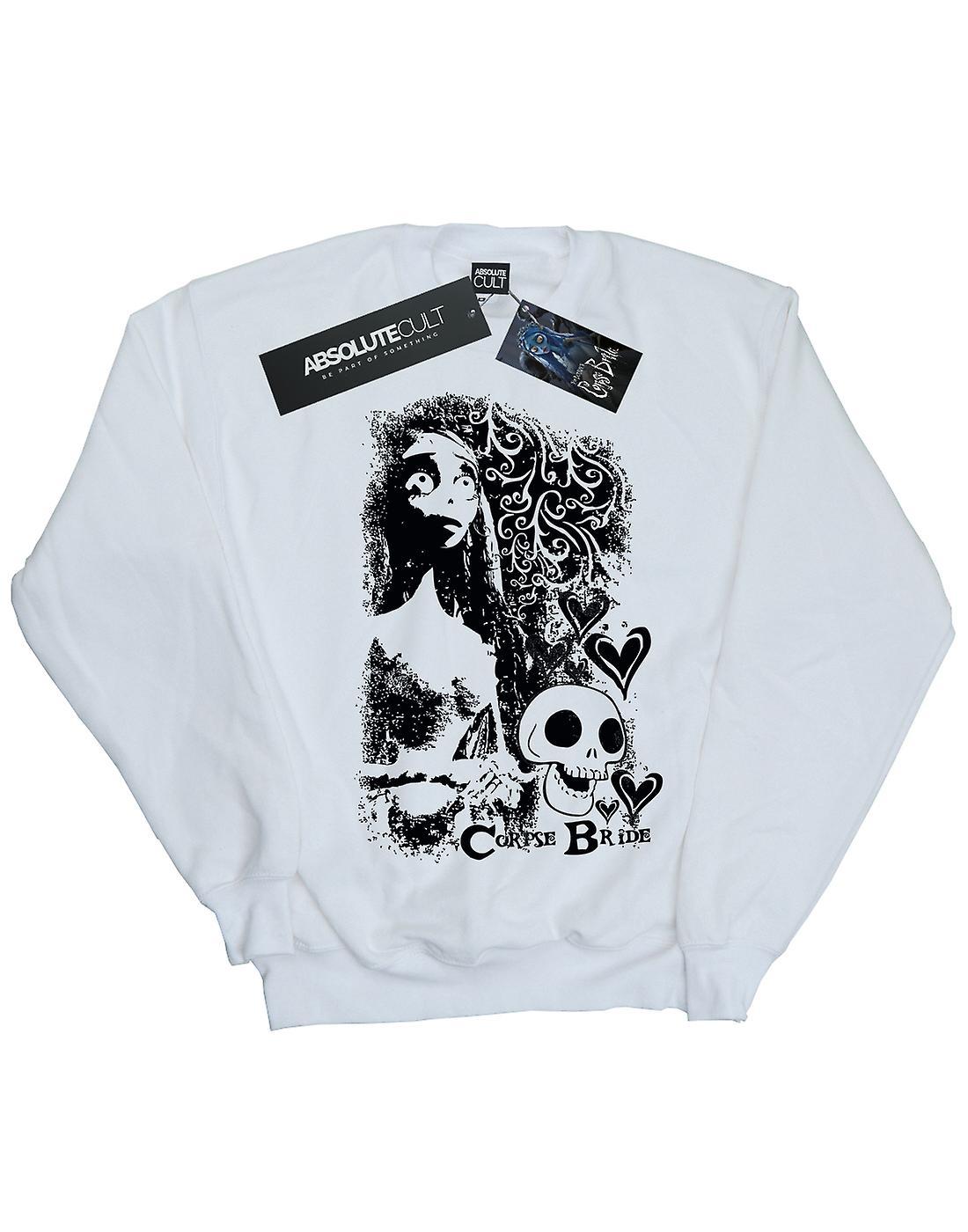 Absolute Cult Corpse Bride Girls Skull Logo Sweatshirt White 12-13 Years