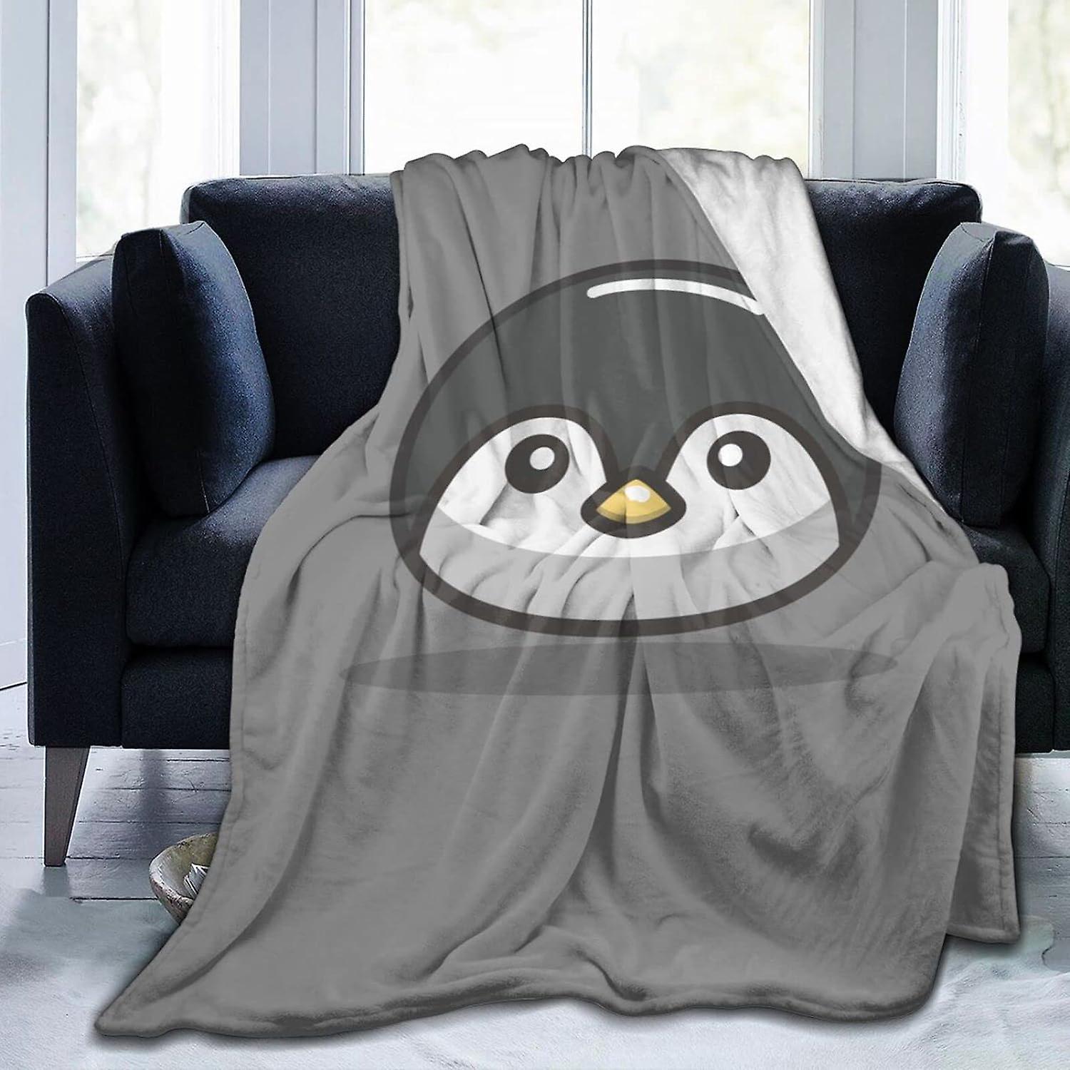 Kerota Flannel Blanket Cute Penguin Icon Printed Throw Blanket Anti Pilling Washable Blanket for Bed Sofa Living Room 50x40in 125x100cm