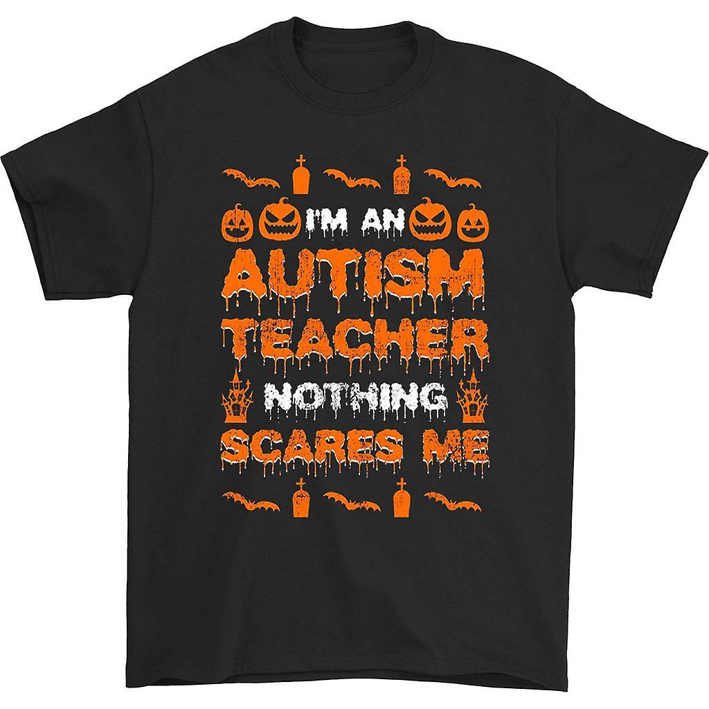 HISHARK I'm an autism teacher nothing scares me t-shirt Black