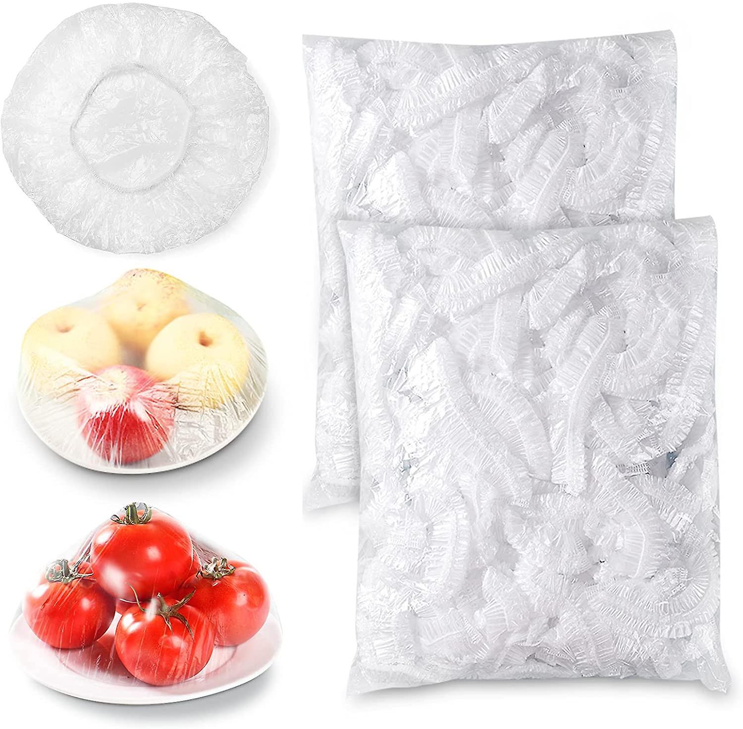 Huamade 100pcs Disposable Food Cover Plastic Wrap Elastic Food Lids For Fruit Bowls Cups Caps Storage Kitchen Fresh Keeping Saver Bag Clear