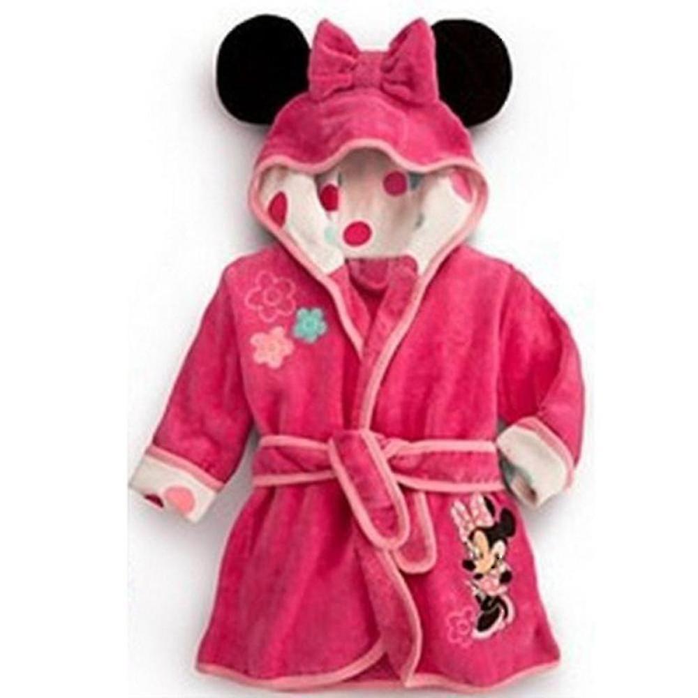 Subaoe Toddler Baby Kids Girls Hooded Bathrobe Minnie Mouse Soft Fleece Dressing Gown Cartoon Nightwear Pajamas JSIR 3-4 Years