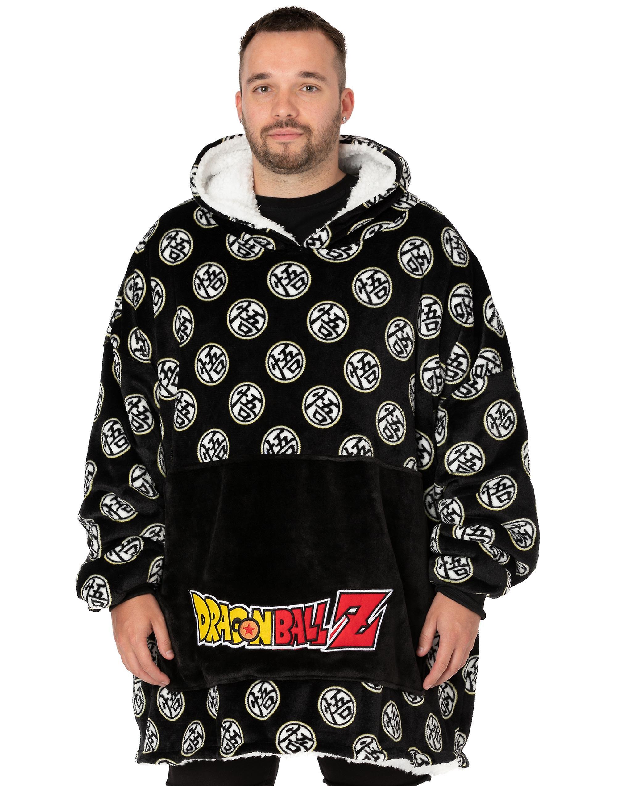 Dragon Ball Z Mens Blanket Hoodie Black Logo One Size